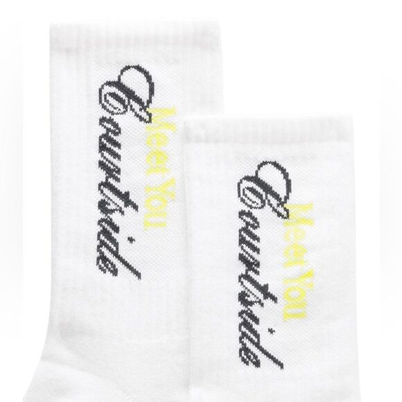 Lululemon Unisex Daily Essential Crew Socks Tennis Club White/Sour Grape L - Picture 2 of 9